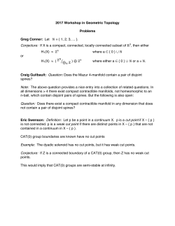 2017 Workshop in Geometric Topology Problems Greg Conner: Let