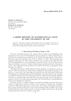 a brief history of mathematical logic at the university of ni&scaron;
