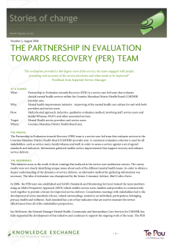 the partnership in evaluation towards recovery (per) team