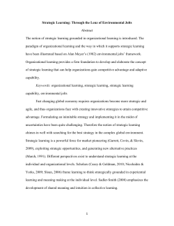 1 Strategic Learning: Through the Lenz of Environmental