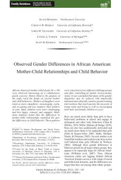 Observed Gender Differences in African American MotherChild
