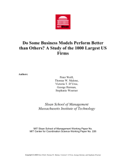A Study of Business Models - MIT Center for Coordination Science