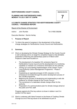 a climate change strategy for hertfordshire county council – progress