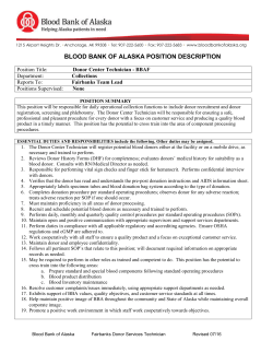 BLOOD BANK OF ALASKA POSITION DESCRIPTION