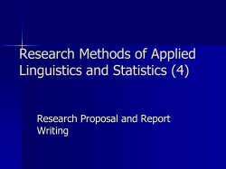 Research Proposal and Report Writing