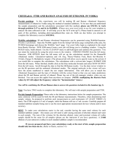 CH332Lab 6: FTIR AND RAMAN ANALYSIS OF ETHANOL IN