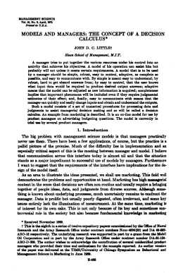 models and managers: the concept of a decision calculus