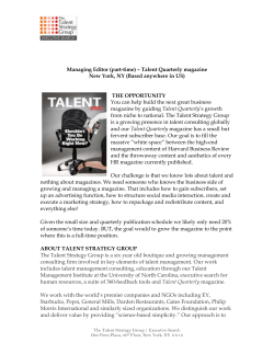Managing Editor (part-time) Talent Quarterly Page of 3 Managing