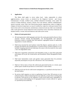 Salient Features of Solid Waste Management Rules, 2016 1