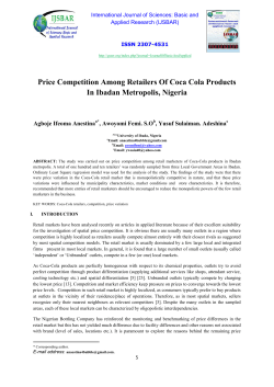 Price Competition Among Retailers Of Coca Cola Products In