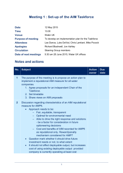 Meeting 1 : Set-up of the AIM Taskforce Notes and actions