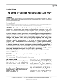 The game of `activist` hedge funds: Cui bono?