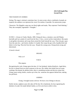 2012 Full-length Play Second Prize THE PASSION OF ANDRES