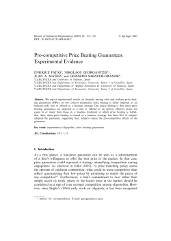 Pro-competitive Price Beating Guarantees: Experimental Evidence
