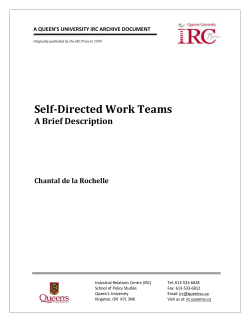 Self-Direct Work Teams: A Brief Description