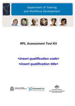 RPL template - Department of Training and Workforce Development