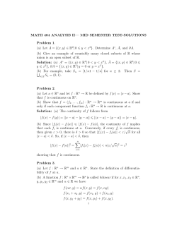 MATH 404 ANALYSIS II&mdash; MID SEMESTER TEST