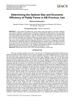 Determining the Optimal Size and Economic Efficiency of Paddy