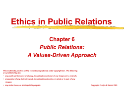 Ethics in Public Relations Chapter 6 Public Relations