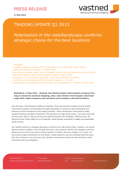 TRADING UPDATE Q1 2015 Polarisation in the