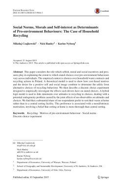 Social Norms, Morals and Self-interest as Determinants of Pro
