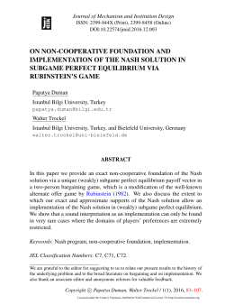 On Non-Cooperative Foundation and Implementation of the Nash