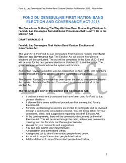 FOND DU DENESŲŁı̨NE FIRST NATION BAND ELECTION AND