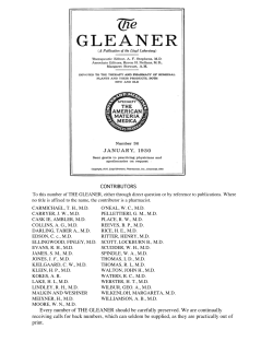 Every number of THE GLEANER should be carefully preserved. We