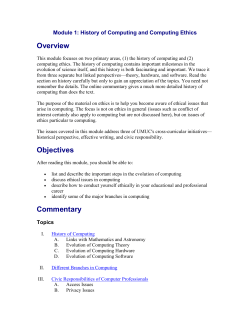 Module 1: History of Computing and Computing Ethics