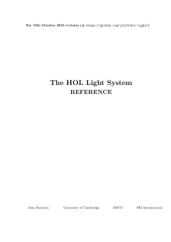 The HOL Light System - Cambridge Computer Lab