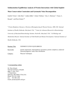 Sedimentation Equilibrium Analysis of Protein Interactions with