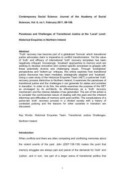 Policing Memory: `Truth` - Ulster Institutional Repository