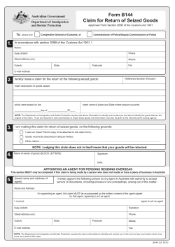 Form B144 Claim for Return of Seized Goods 3. 5. 2.