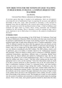 new objectives for the notions of logic teaching in high