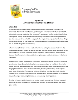 Tip Sheet A Good Welcome: the First 24 Hours