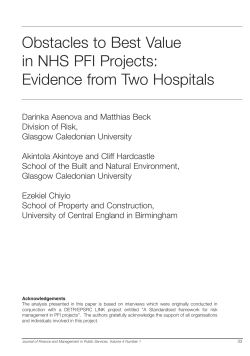 Obstacles to Best Value in NHS PFI Projects