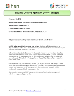 Healthy Schools Network Story Template Date: April 24, 2015