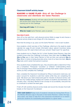 making a game plan &mdash; Kick off the challenge in classrooms and