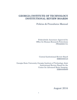 Georgia Tech IRB Policies and Procedures Manual