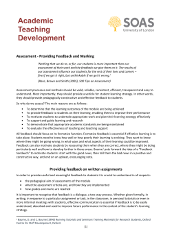 Assessment - Providing Feedback and Marking