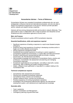 Humanitarian Adviser &ndash; Terms of Reference