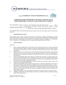 agreement for appointment of policy issuing agent