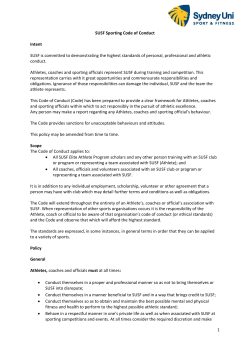 1 SUSF Sporting Code of Conduct Intent SUSF is committed to