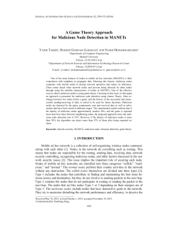 A Game Theory Approach for Malicious Node Detection in MANETs