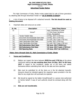 No. DAC/ADM/672/01/2011 High Commission of India, Dhaka