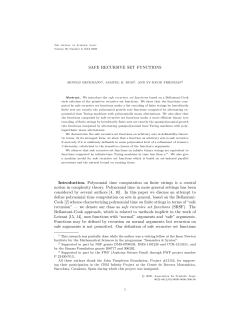 SAFE RECURSIVE SET FUNCTIONS Introduction. Polynomial time