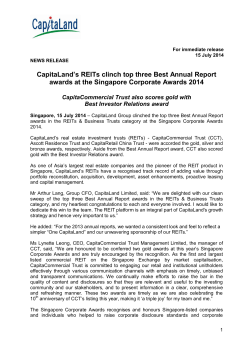 CapitaLand`s REITs clinch top three Best Annual Report awards at