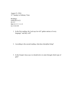 Reading and Listening (rest of the semester