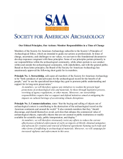 Our Ethical Principles, Our Actions: Member Responsibilities in a