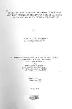 The Effects of Overnight Housing, Deworming and